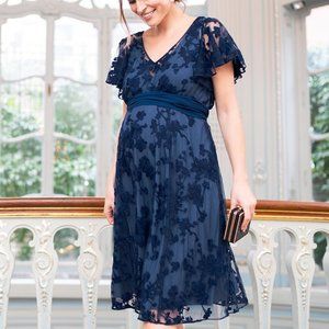 Seraphine Navy Blue Floral Lace Maternity to Nursing Occasion Dress